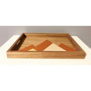 16” x 12” Wooden Table-Top Tray, Home Decor, Mountain Design, NEW